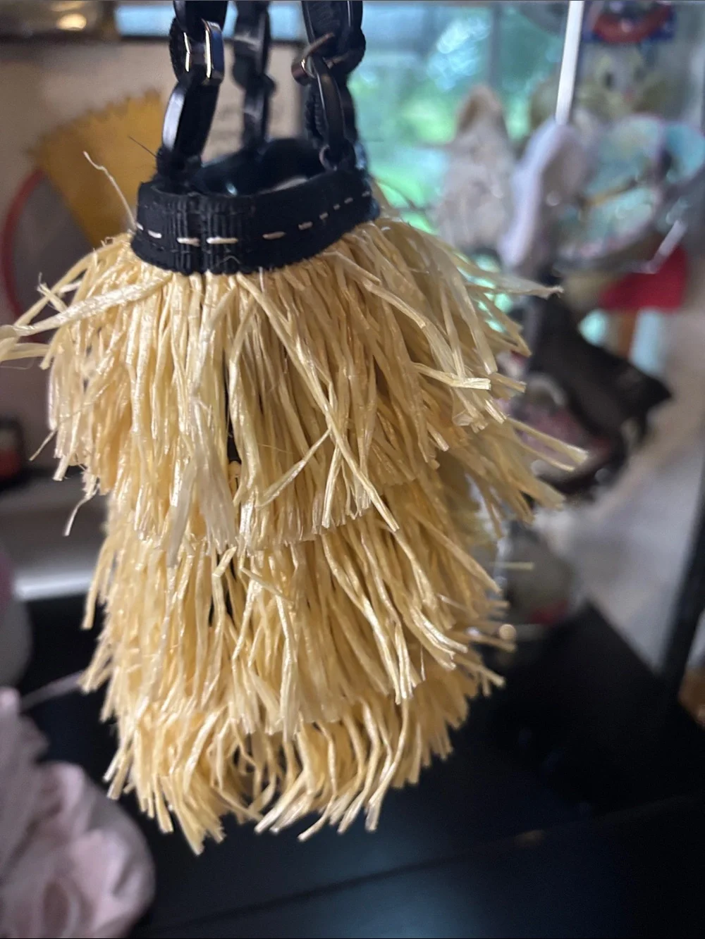 Salvatore Ferragamo Vara straw fringe bag